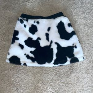 Fluffy cow print skirt